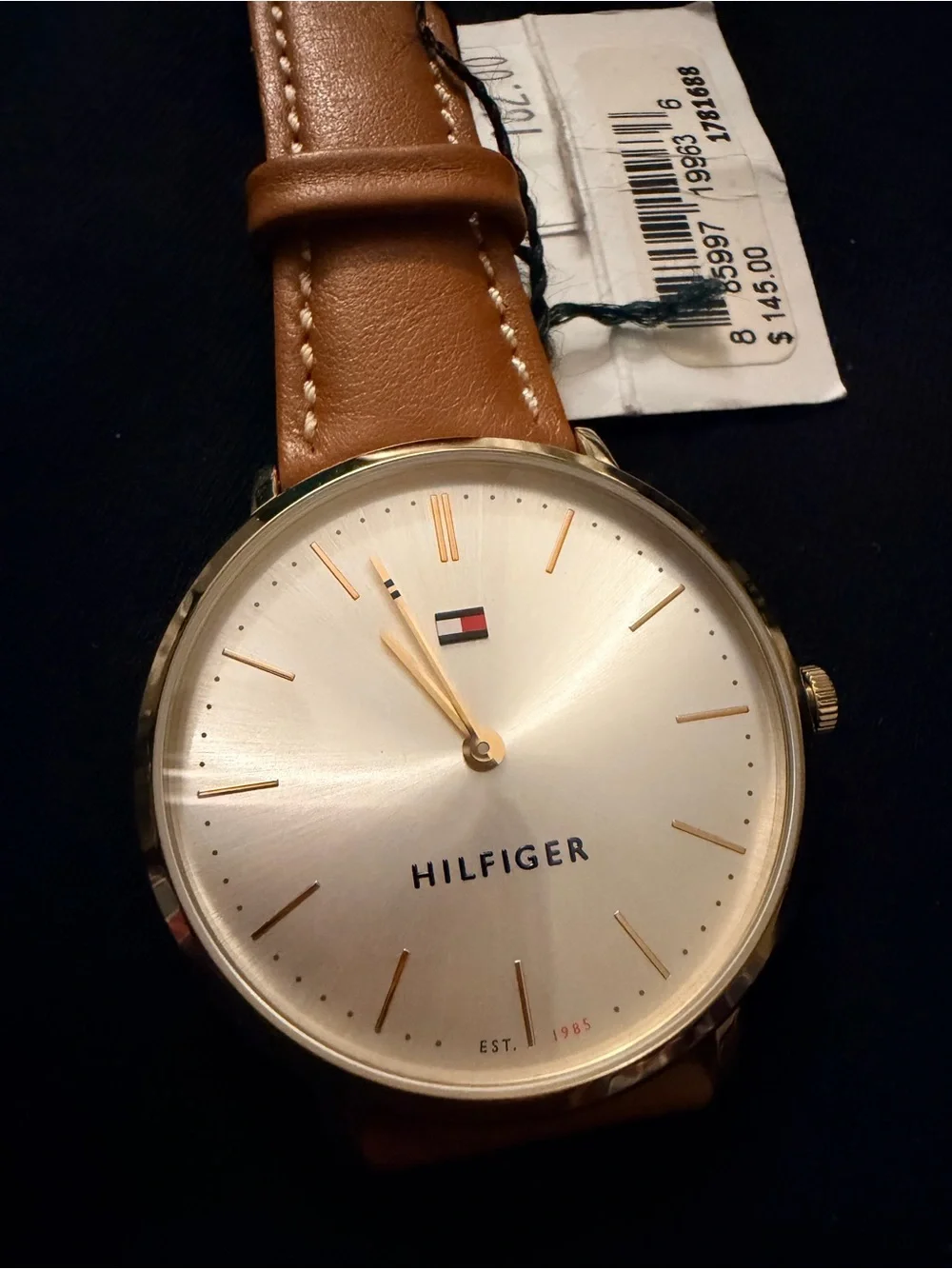Tommy Hilfiger Men's Gold Case Brown Leather Strap Watch